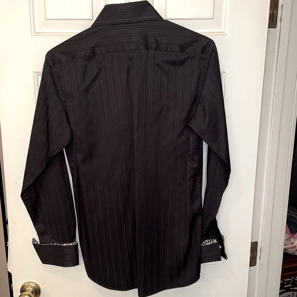 Coogi Classic black pin-stripped w/ leopard cuffs, neckline and button strip - Picture 3 of 13